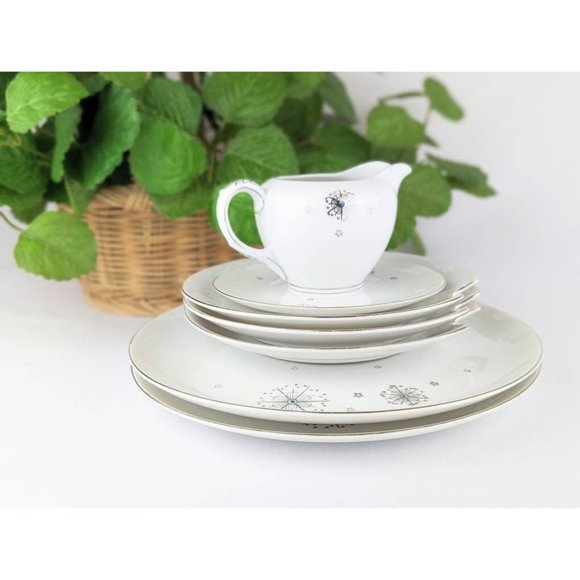 MCM 1950s Silver Trim Bread Butter Plate Retro Summit Fine China Stardust Japan - Picture 2 of 5